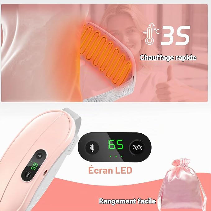 Ceinture Chauffante Menstruelle 2-en-1 – Chaleur & Massage