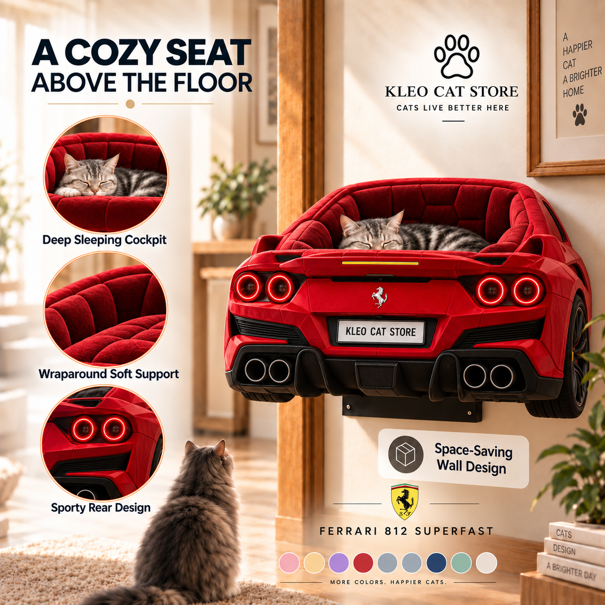 Kleo Ride™ – Premium Wall-Mounted Car Bed for Cats | Pre-Order