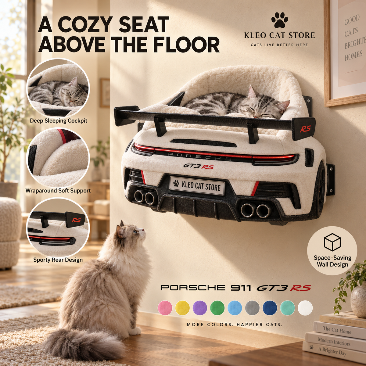 Kleo Ride™ – Premium Wall-Mounted Car Bed for Cats | Pre-Order