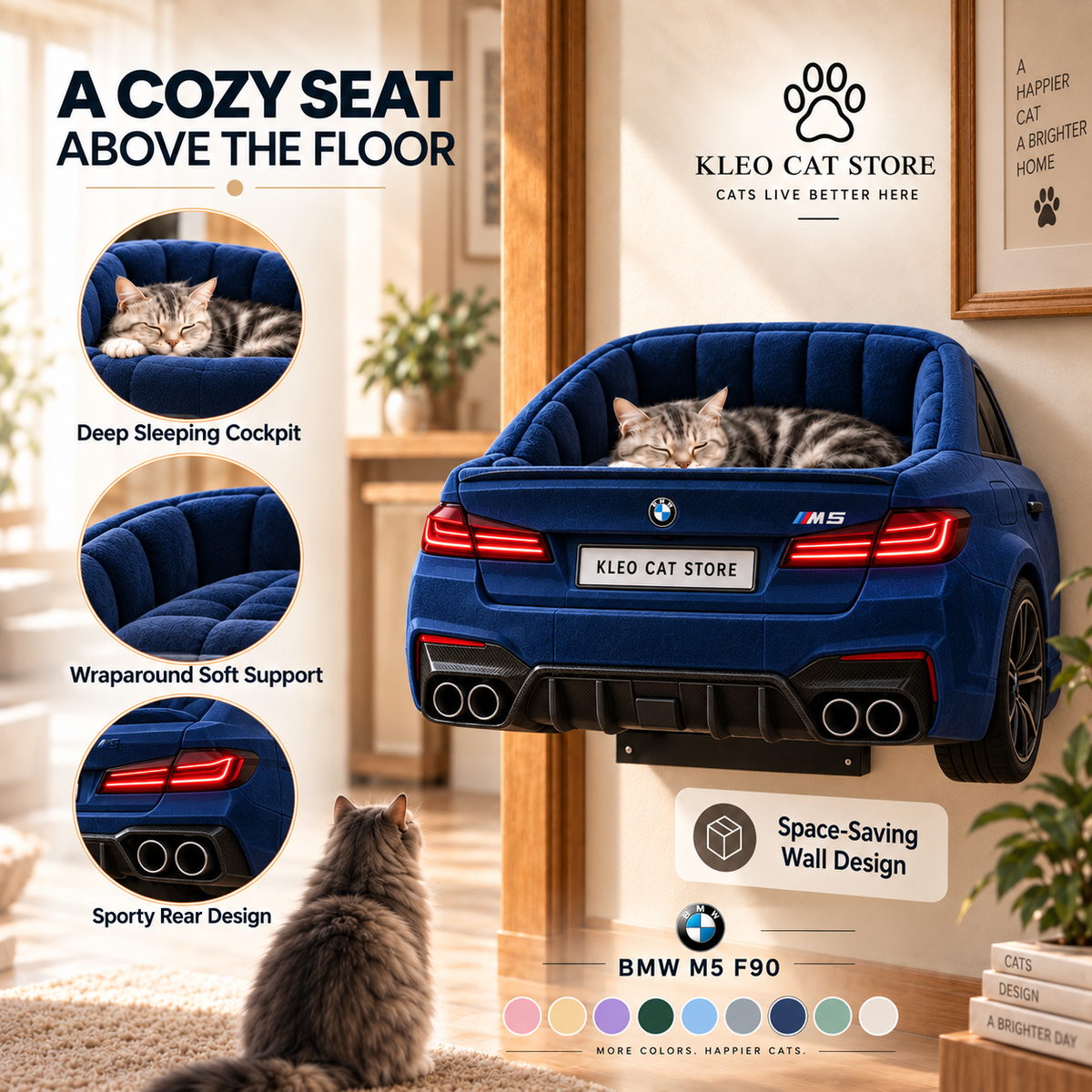 Kleo Ride™ – Premium Wall-Mounted Car Bed for Cats | Pre-Order