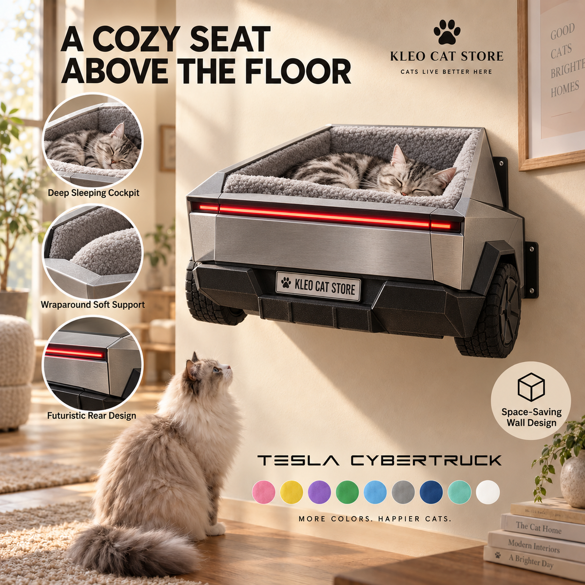 Kleo Ride™ – Premium Wall-Mounted Car Bed for Cats | Pre-Order