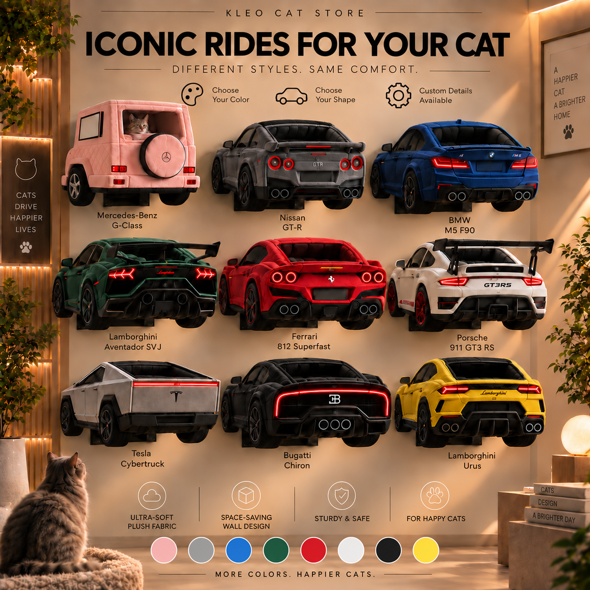 Kleo Ride™ – Premium Wall-Mounted Car Bed for Cats | Pre-Order