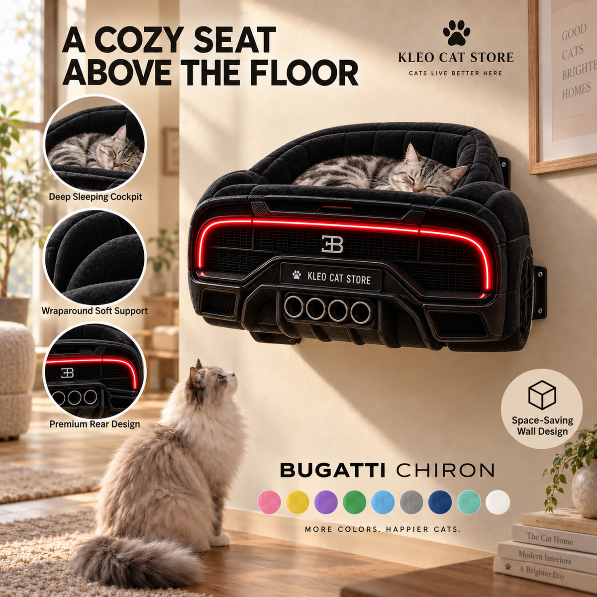 Kleo Ride™ – Premium Wall-Mounted Car Bed for Cats | Pre-Order